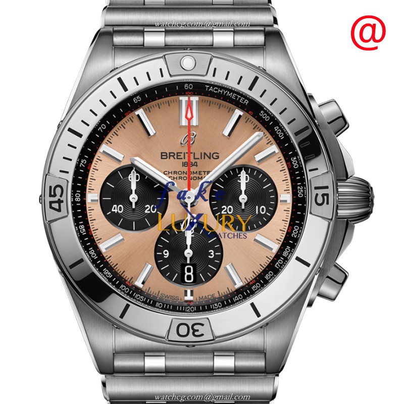 Breitling AB0134101K1A1 Chronomat B01 Replica Watch, Brown Dial, Steel Bracelet, Automatic - Luxury Replica Watch
