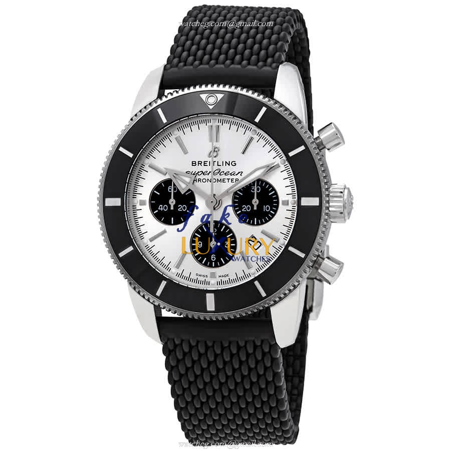 Breitling AB0162121G1S1 Superocean Heritage Replica Watch Automatic Silver Dial Steel Case Rubber - Luxury Replica Watch