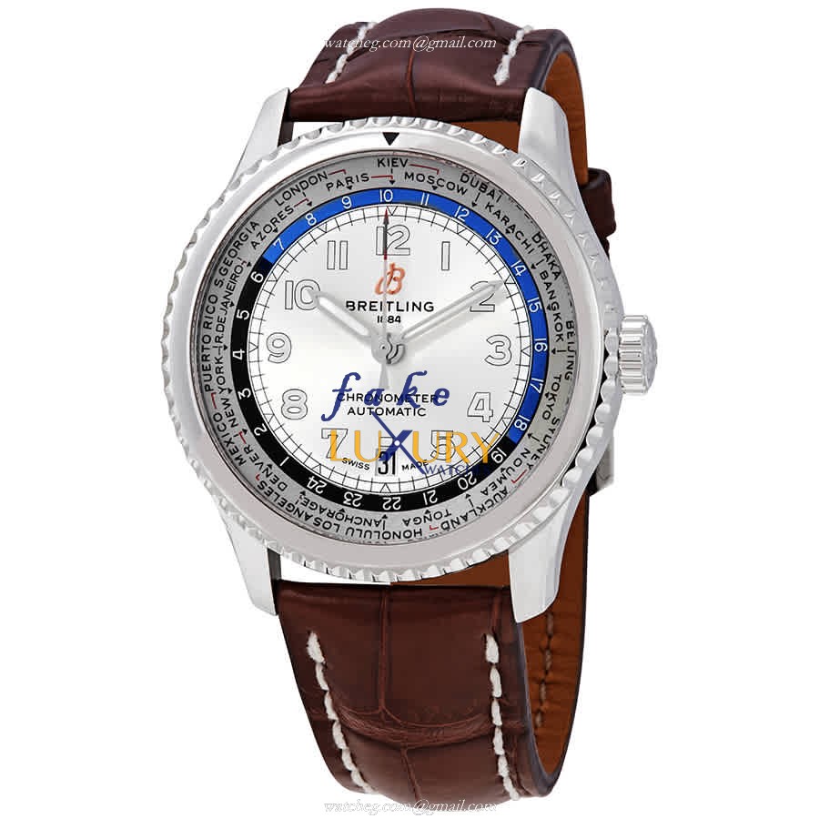 Breitling AVIATOR 8 AB3521U01G1P1 Automatic Silver Dial Brown Alligator Strap Replica Watch - Luxury Replica Watch
