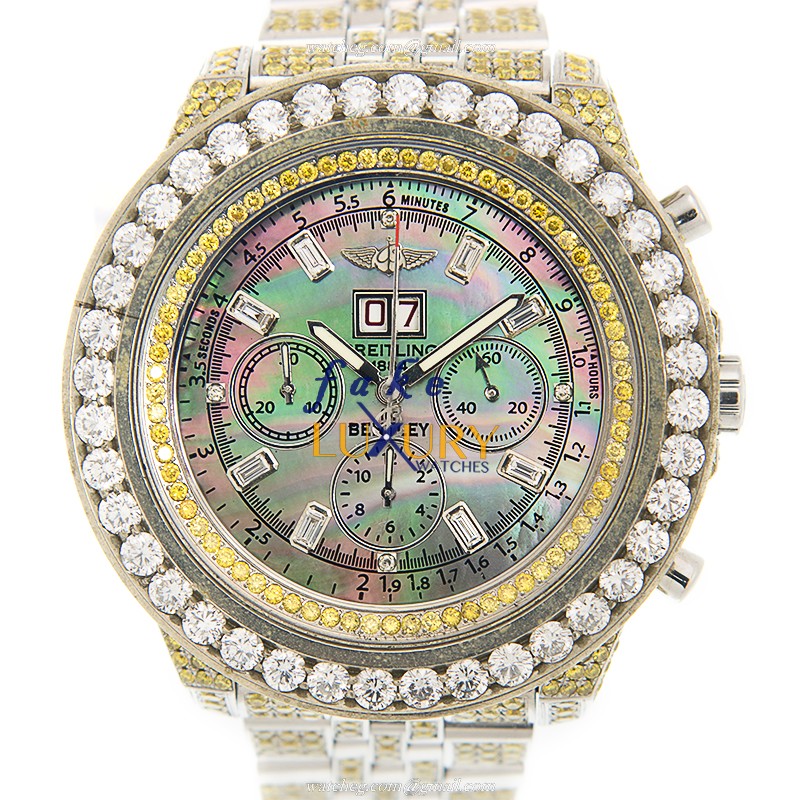 Breitling Bentley NGBK_DIASTRAP Replica Watch, Automatic Gray Dial, Steel & Diamond Case - Luxury Replica Watch