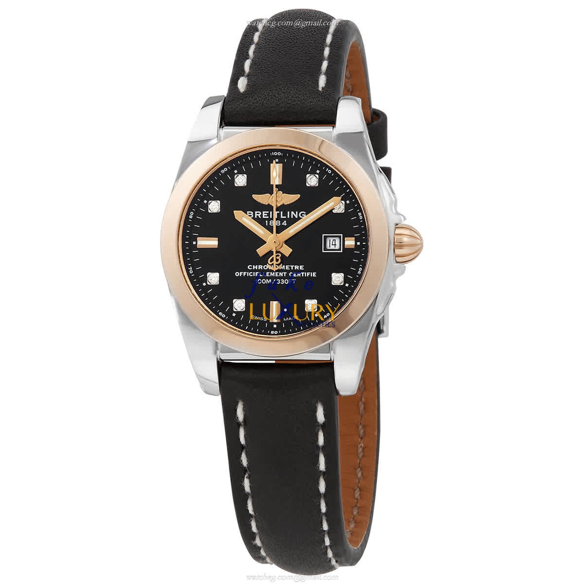 Breitling C7234812/BE86BKLT Replica Watch Quartz Movement Black Dial Steel Case Leather Strap Ladies - Luxury Replica Watch