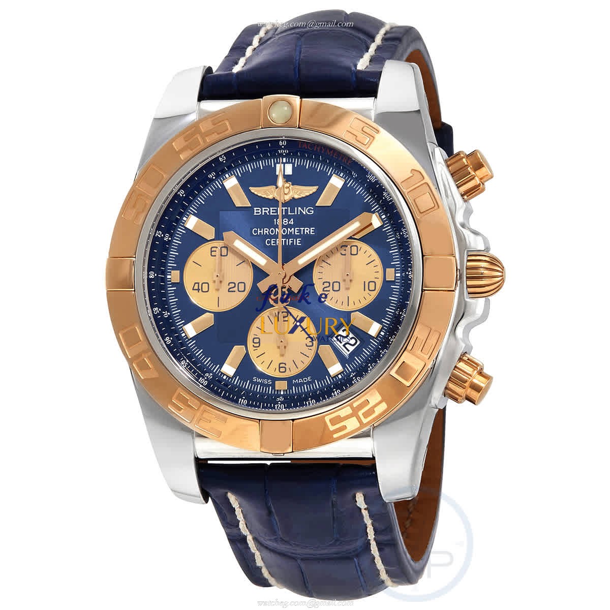 Breitling CB0110121C1P1 Replica Watch, Chronomat B01, Automatic, Blue Dial, Gold-Plated & Steel Case - Luxury Replica Watch