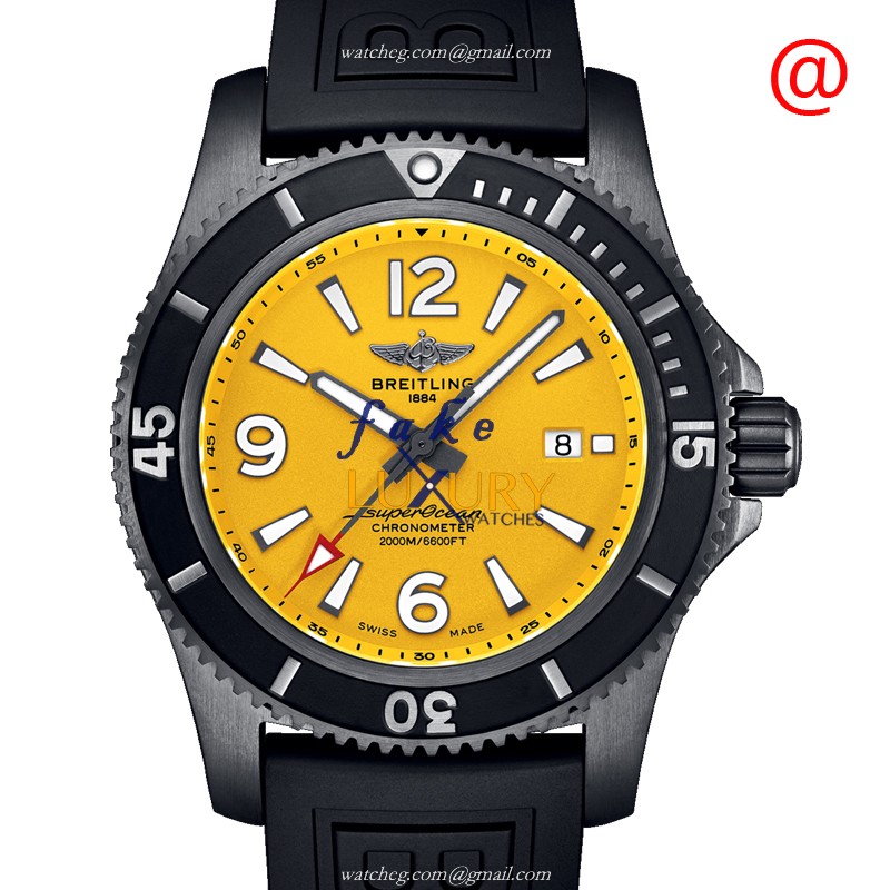 Breitling Superocean Replica Watch M17368D711S1 with Yellow Dial on Black Rubber Strap - Luxury Replica Watch