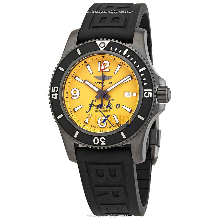 Breitling Superocean M17368D71I1S2 Automatic Yellow Dial Stainless Steel Rubber Replica Watch - Luxury Replica Watch
