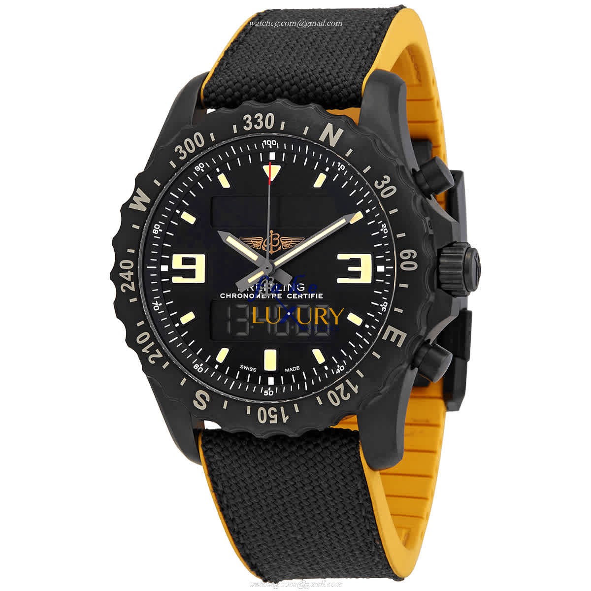 Breitling M7836622/BD39-257S CHRONOSPACE Replica Watch - Black Dial - Steel Case - Canvas Strap - Luxury Replica Watch