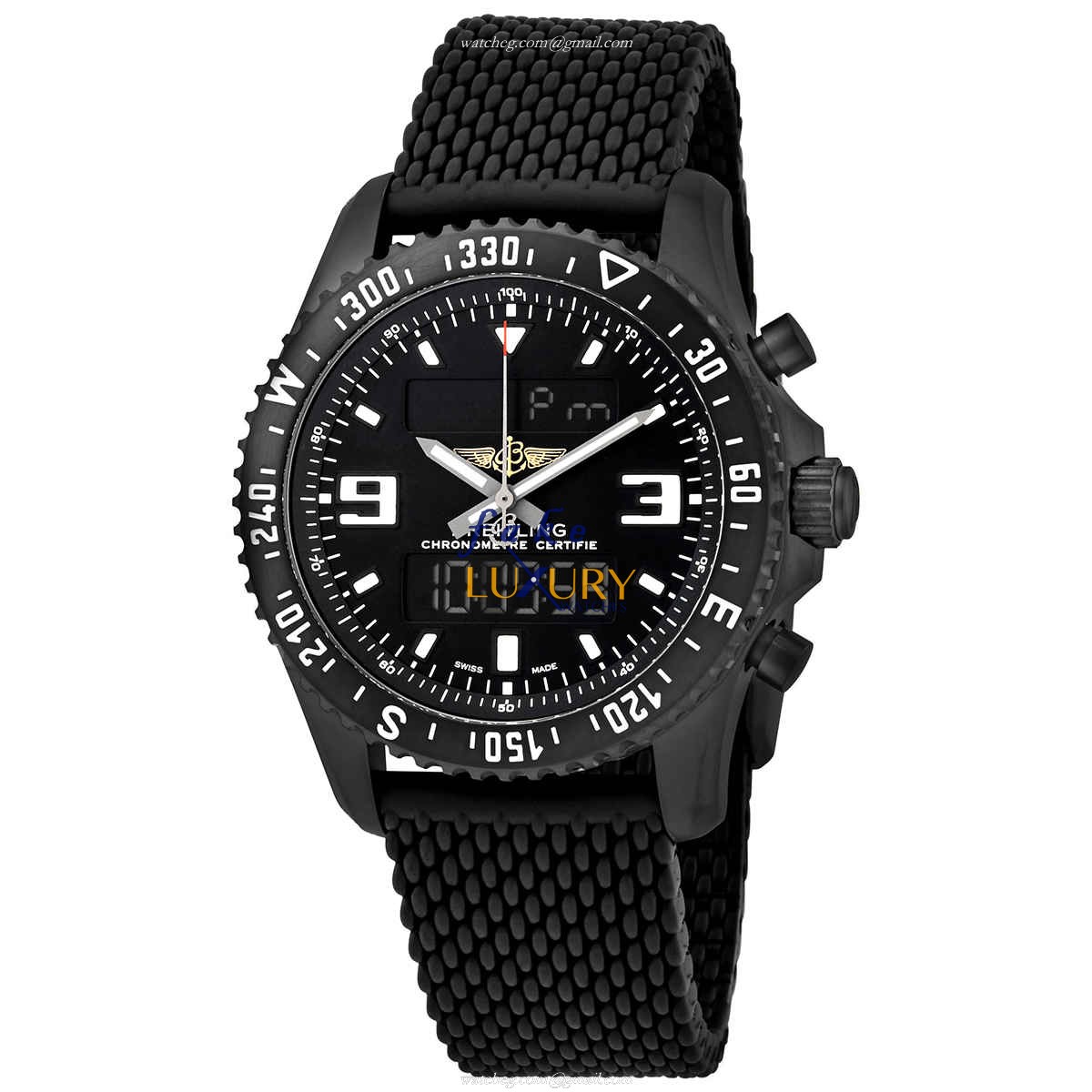 Breitling M78367101B1S1 CHRONOSPACE Quartz Black Dial Rubber Strap Steel Replica Watch - Luxury Replica Watch