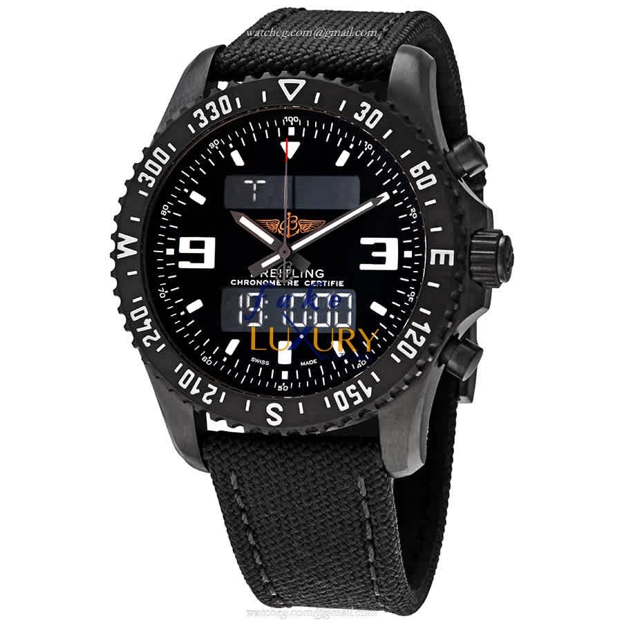 Breitling M78367101B1W1 Chronospace Replica Watch, Quartz Movement, Black Dial, Leather Strap - Luxury Replica Watch