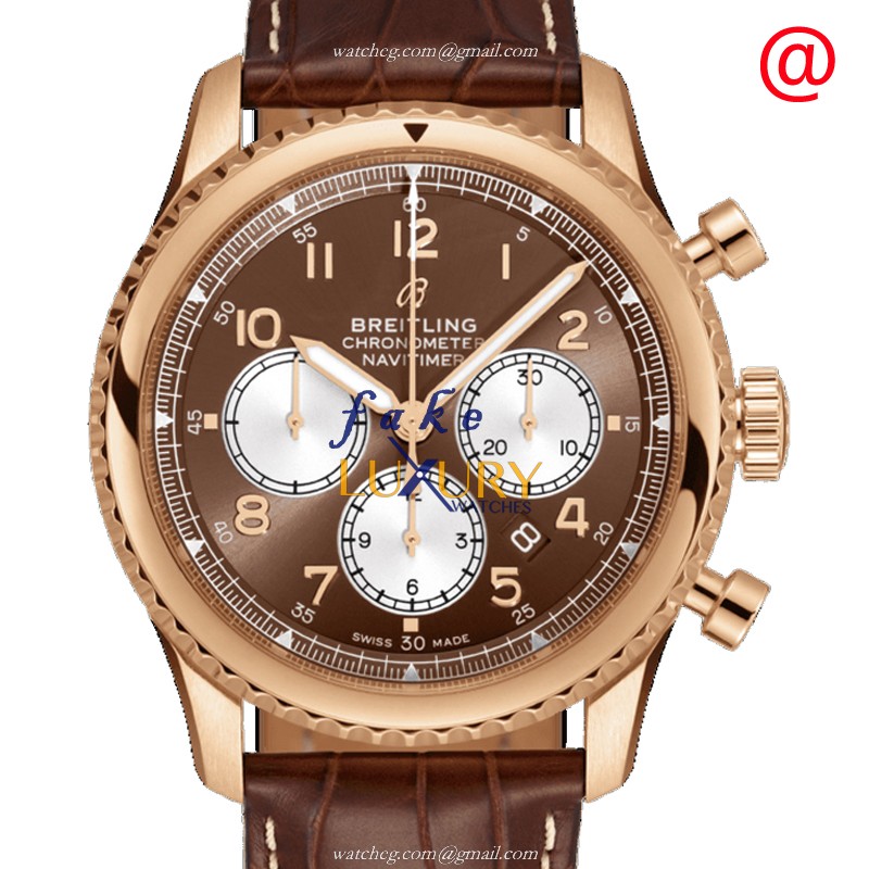 Breitling AVIATOR 8 RB0117131Q1P1 18kt Rose Gold Brown Dial Automatic Replica Watch - Luxury Replica Watch