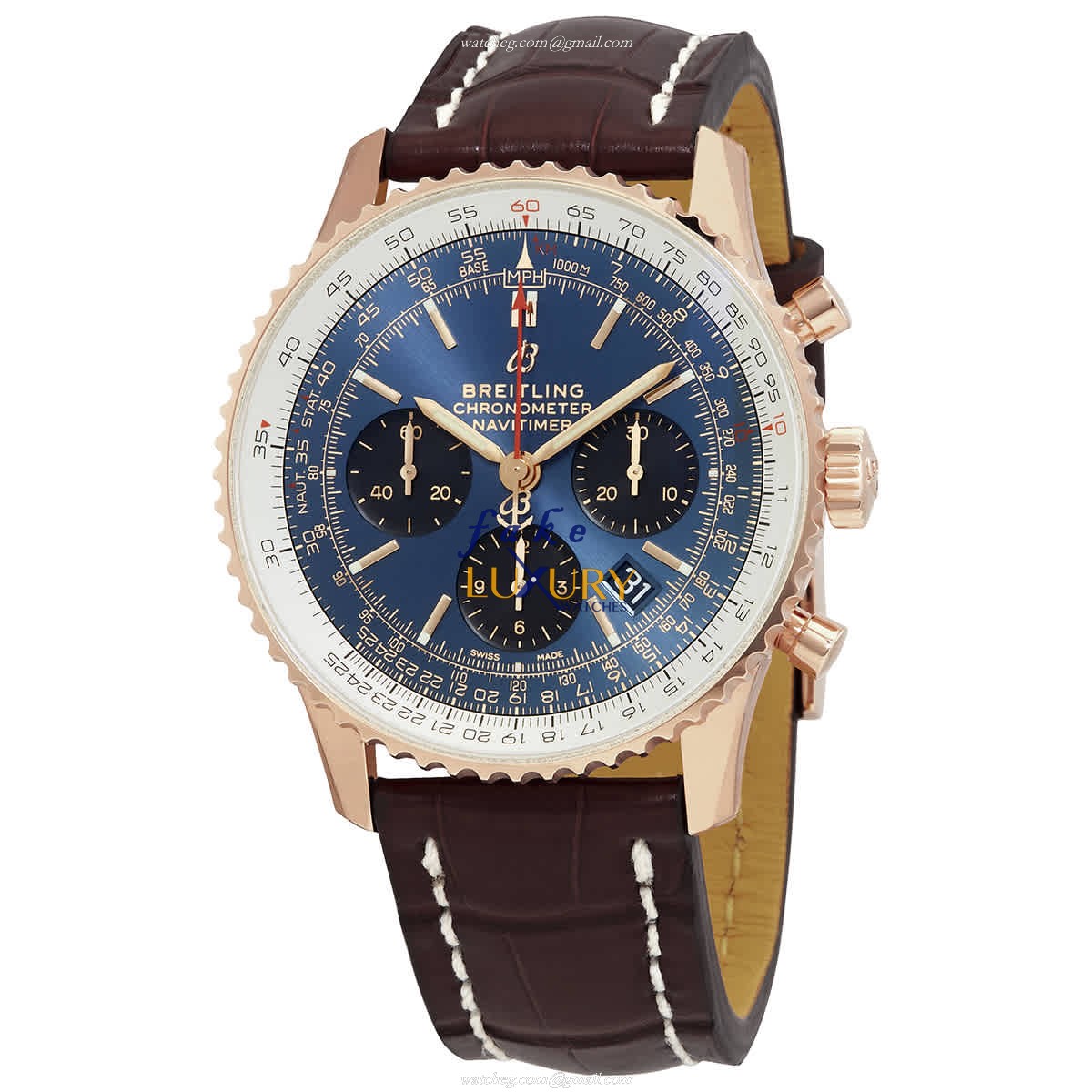 Breitling RB0121211C1P2 Replica Watch, Automatic Movement, Blue Dial, Rose Gold Case - Luxury Replica Watch
