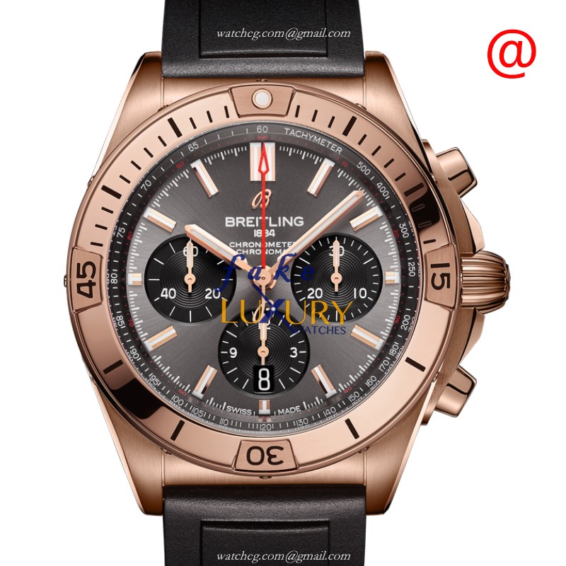 Breitling RB0134101B1S1 Chronomat B01 Automatic Gray Dial 18kt Rose Gold Replica Watch - Luxury Replica Watch