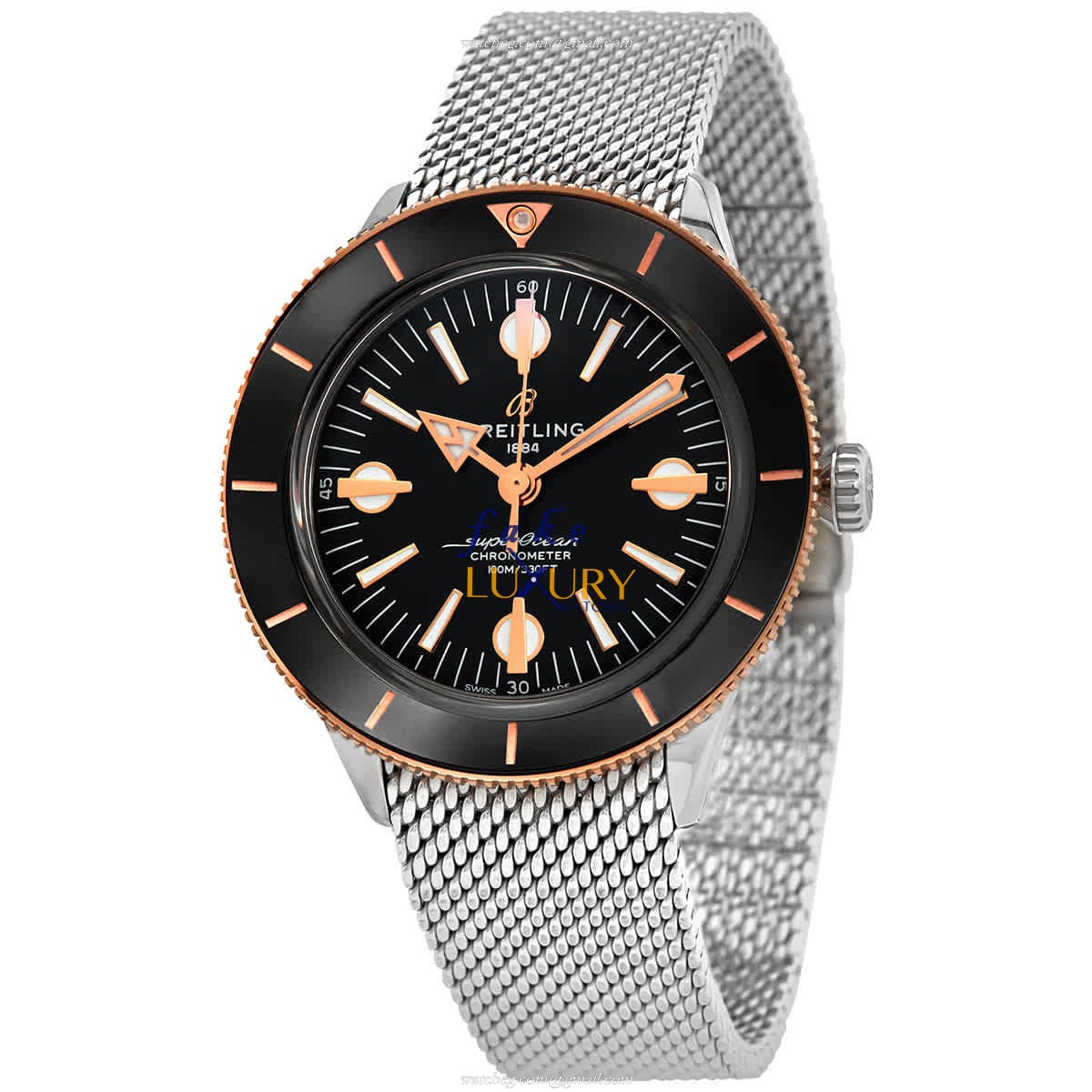 Breitling U10370121B1A1 Superocean Heritage Replica Watch, Automatic, Black Dial, Rose Gold & Steel - Luxury Replica Watch