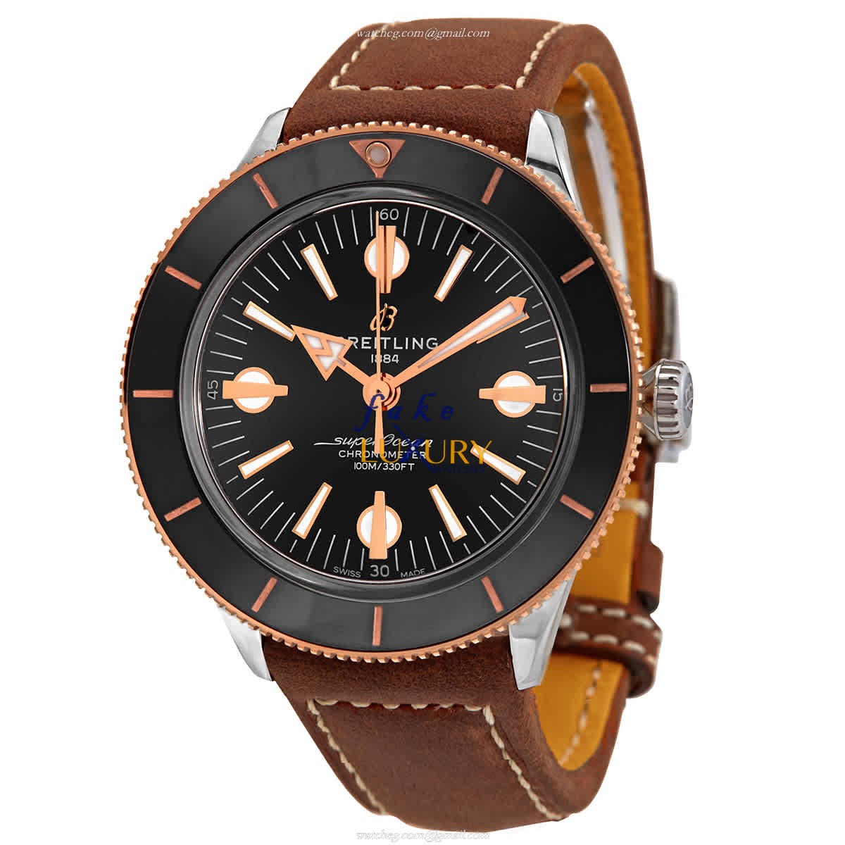Breitling U10370121B1X2 Superocean Heritage Replica Watch, Black Dial, Rose Gold & Steel Case - Luxury Replica Watch