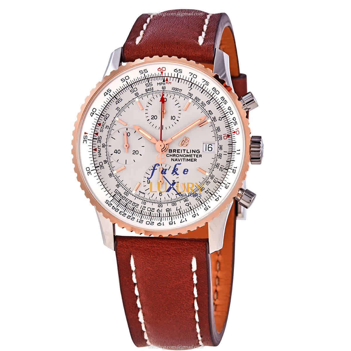 Breitling U13324211G1X1 - Replica Watch - Automatic - 41mm - 18kt Rose Gold & Steel - Silver Dial - Luxury Replica Watch