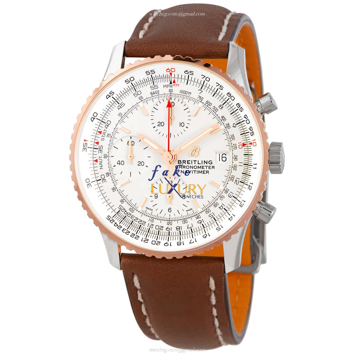 Breitling U13324211G1X2 - Navitimer 1 Replica Watch - Automatic - 18kt Rose Gold Steel - Silver Dial - Luxury Replica Watch