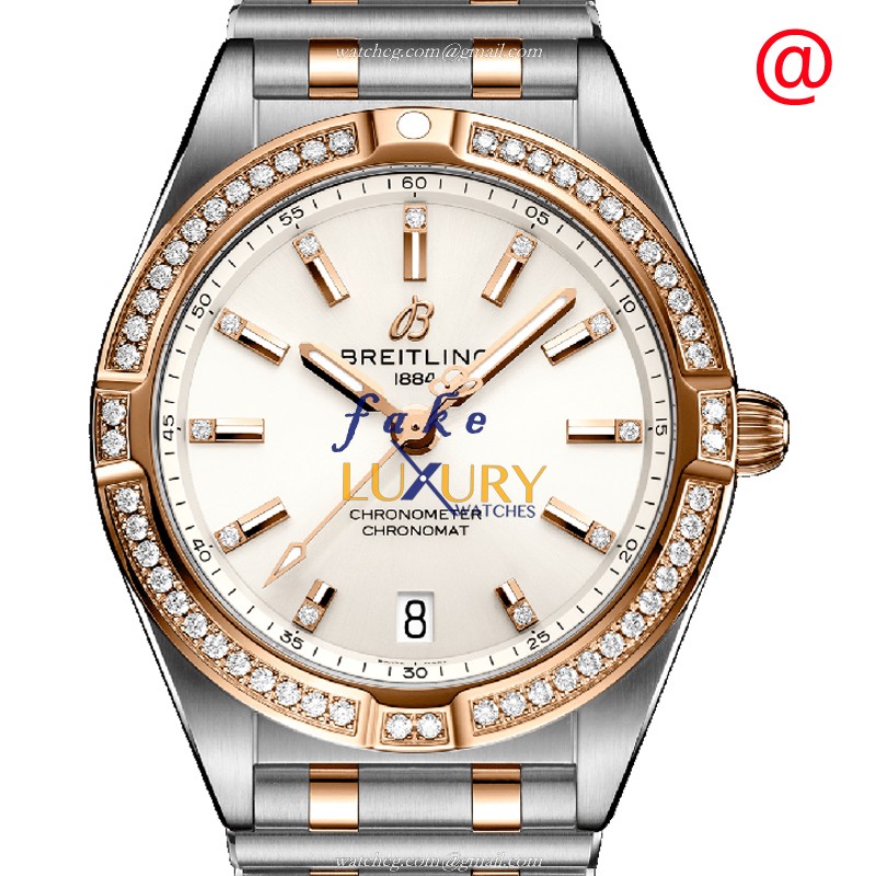 U77310591A1U1 - Breitling Chronomat B01 Replica Watch Quartz 18kt Rose Gold Diamond White Dial - Luxury Replica Watch