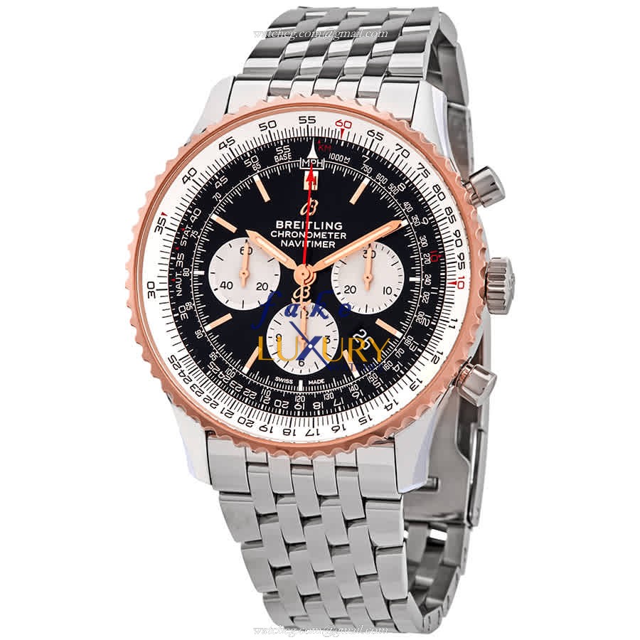 Breitling UB0127211B1A1 Navitimer 1 Replica Watch, Black Dial, Steel Bracelet, Automatic - Luxury Replica Watch