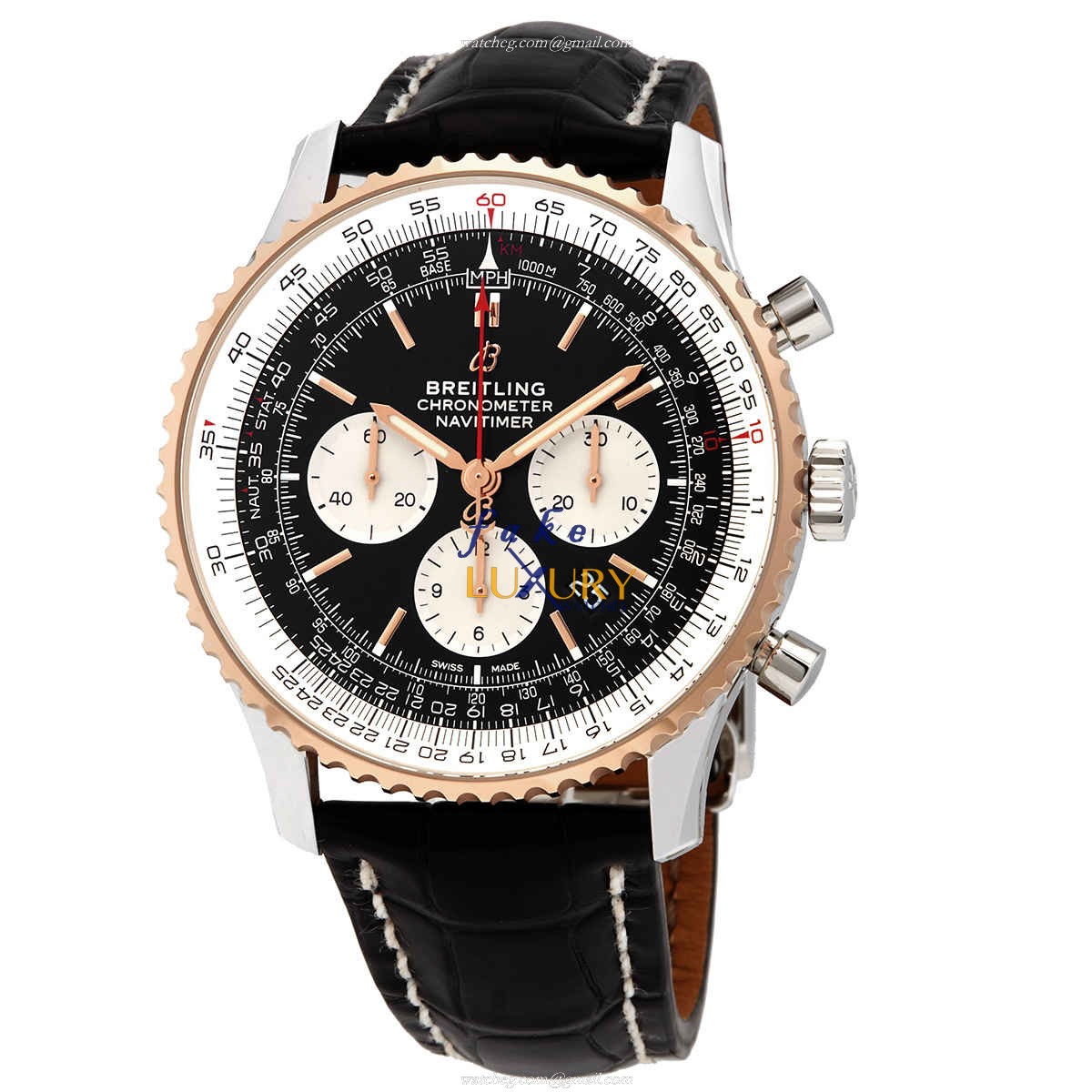 Breitling Navitimer UB0127211B1P2 Replica Watch, Black Dial, Steel Case, Alligator Strap - Luxury Replica Watch