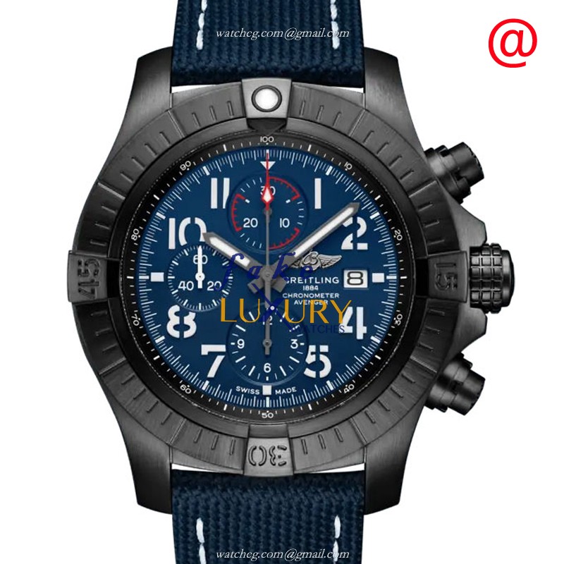 Breitling V13375101C1X2 Super Avenger Replica Watch, Blue Dial, Titanium Case, Automatic - Luxury Replica Watch