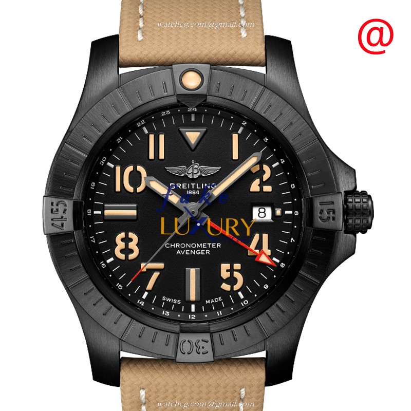 Breitling V32395101B1X2 Avenger II Replica Watch Automatic Titanium Black Dial Brown Cowhide Strap - Luxury Replica Watch