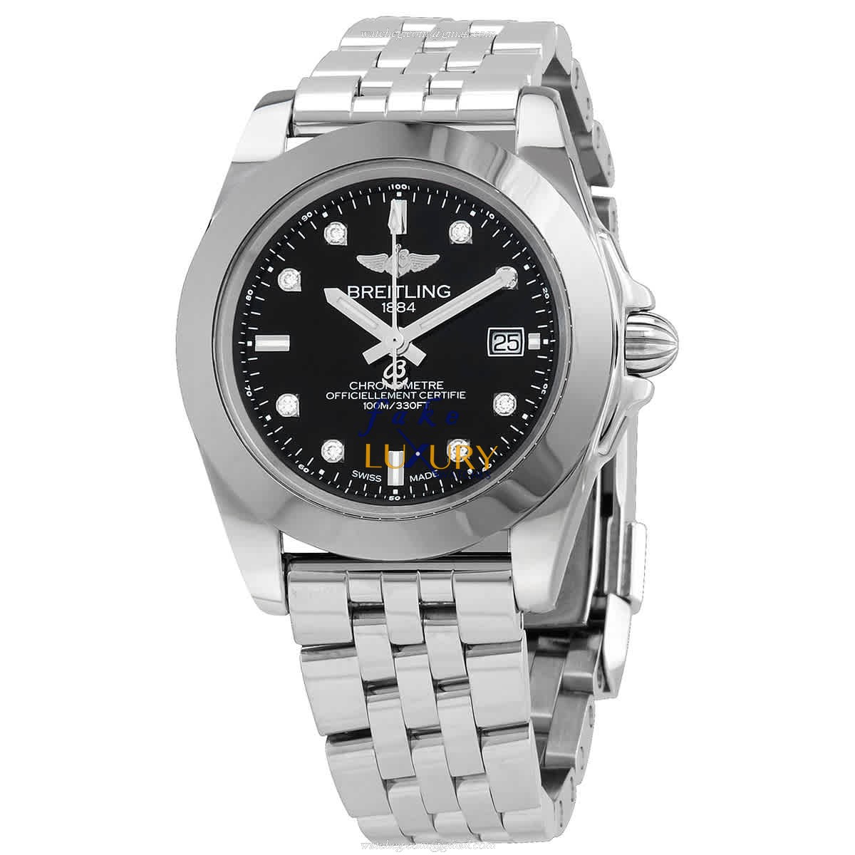 Breitling W7133012-BF63-792A Replica Watch With Quartz Movement, Black Dial, Steel Bracelet - Luxury Replica Watch