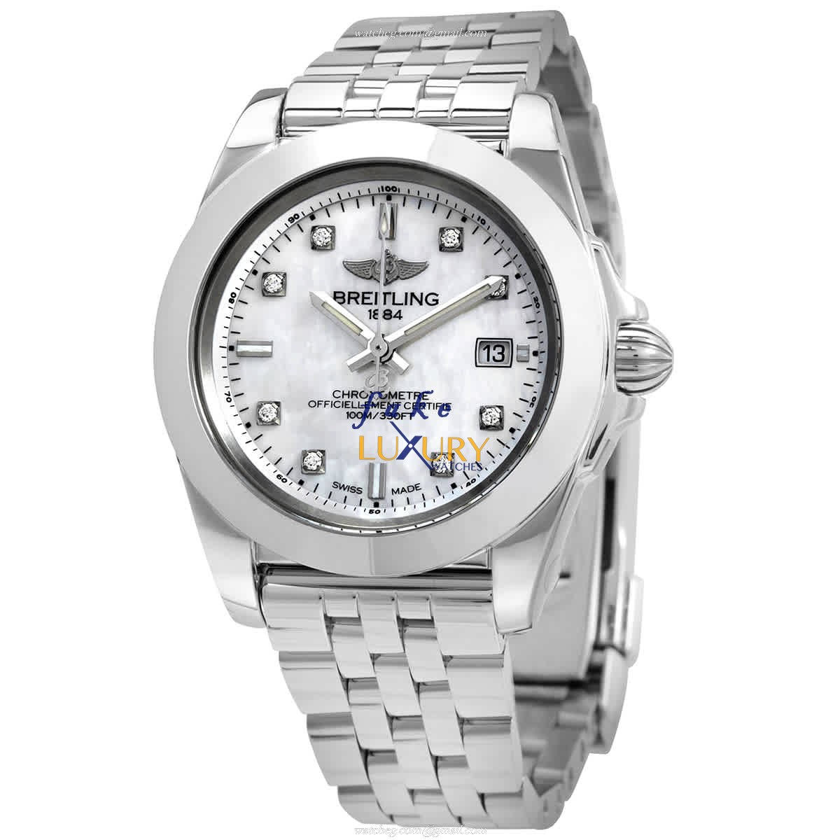 Breitling W71330121A1A1 Replica Watch With Quartz Movement, White Mother of Pearl Dial, Steel - Luxury Replica Watch