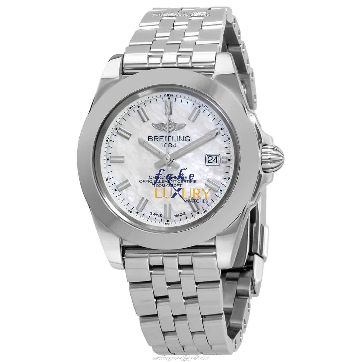Breitling W71330121A2A1 Galactic Quartz Replica Watch, White Mother of Pearl Dial, Steel Bracelet - Luxury Replica Watch