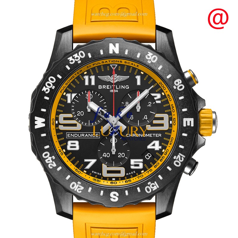 Breitling Endurance Pro Replica Watch XB82310A41B1S1, Quartz Carbon Fiber Black Dial Yellow Rubber - Luxury Replica Watch