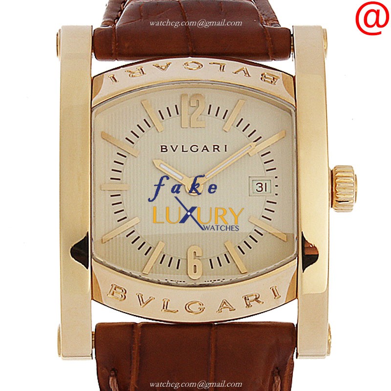 Bulgari 101278 Replica Watch In 18kt Yellow Gold, Ivory Dial on Brown Alligator Strap - Luxury Replica Watch