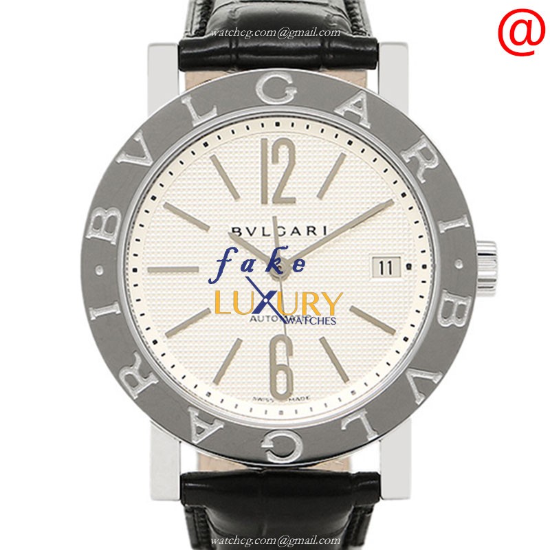 Bulgari 101367 BULGARI Automatic White Dial Alligator Strap Steel Replica Watch - Luxury Replica Watch