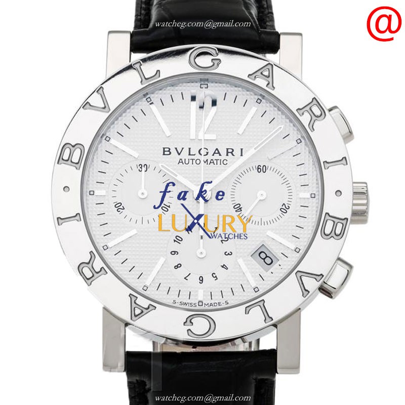 Bulgari 101374 Automatic Replica Watch, White Dial, Black Alligator Strap, Steel Case - Luxury Replica Watch