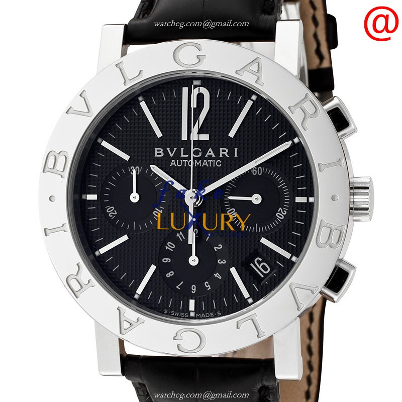 Bulgari 101375 Automatic Stainless Steel 38mm Black Dial Alligator Strap Replica Watch - Luxury Replica Watch