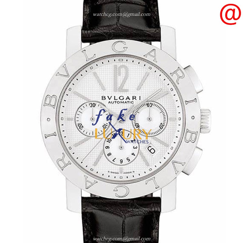 Bulgari 101557 Replica Watch Automatic Movement White Dial Stainless Steel Black Alligator Strap - Luxury Replica Watch