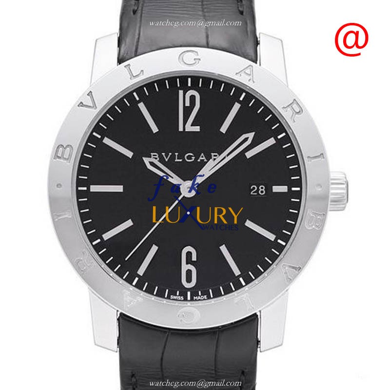 Bulgari 101867 Automatic Stainless Steel Black Dial Alligator Strap Replica Watch - Luxury Replica Watch