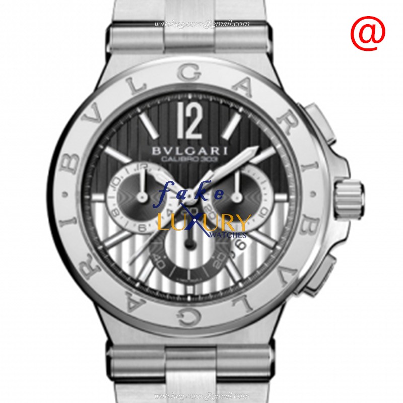 Bulgari Diagono 101880 Automatic Replica Watch, Black & White Dial, Steel Case - Luxury Replica Watch