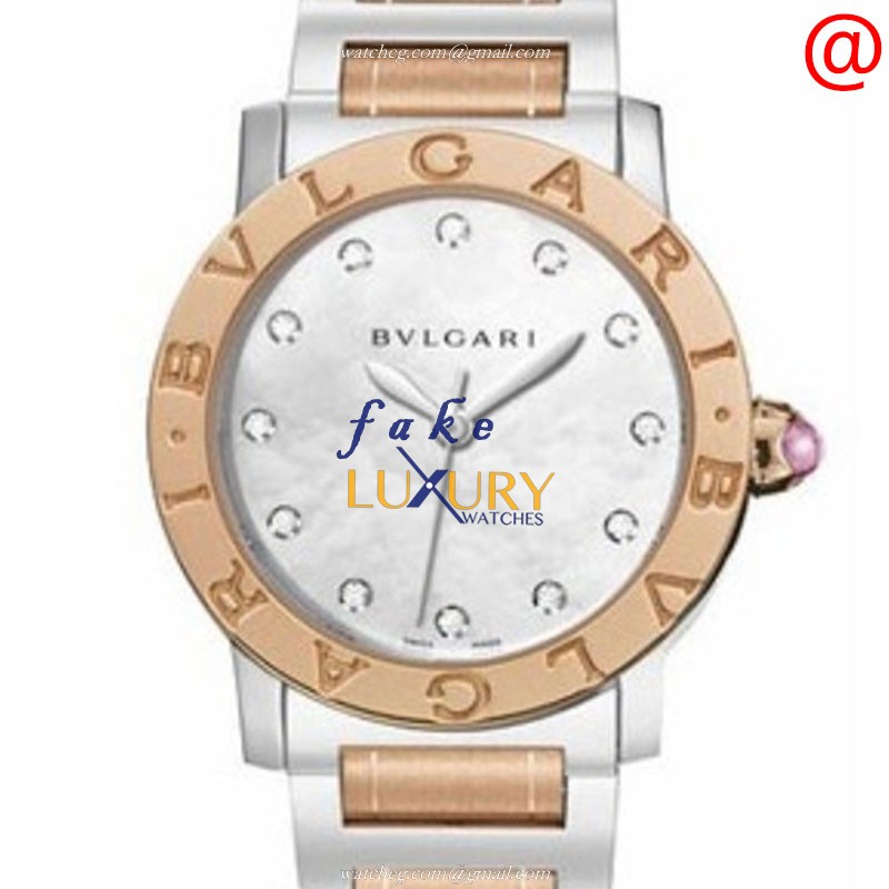 Bulgari 101891 Replica Watch Automatic 18kt Rose Gold Steel White Mother of Pearl Dial - Luxury Replica Watch
