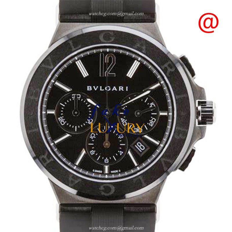 Bulgari 102122 Diagono Replica Watch, Automatic Movement, Black Dial, Rubber Strap - Luxury Replica Watch