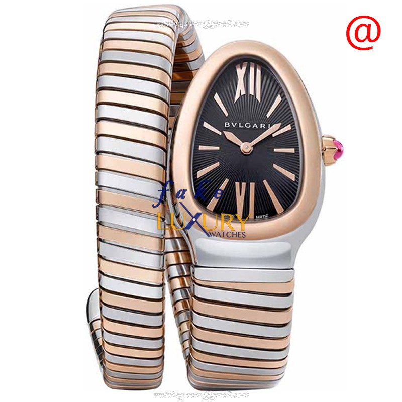 Bulgari 102123 Serpenti Tubogas - Replica Watch - Quartz - 18kt Rose Gold & Steel Case - Black Dial - Luxury Replica Watch