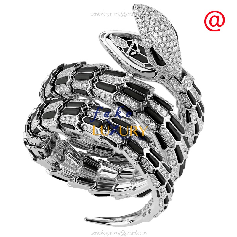 Bulgari 102144 SERPENTI SECRET Replica Watch Quartz 18kt White Gold Black Dial - Luxury Replica Watch