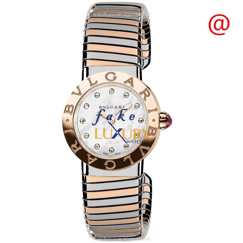 Bulgari 102147 Quartz Replica Watch in 18kt Rose Gold with White Dial Bangle Clasp - Luxury Replica Watch