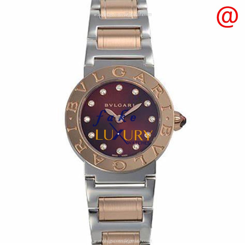 Bulgari 102155 - Quartz Watch - 18kt Rose Gold - 26mm Case - Brown Dial - Silver & Gold Strap - Luxury Replica Watch