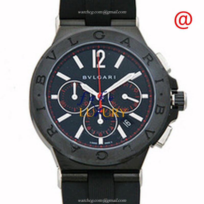 Bulgari 102160 DIAGONO Replica Watch, Automatic, 42mm, Black Dial, Steel Case, Rubber Strap - Luxury Replica Watch