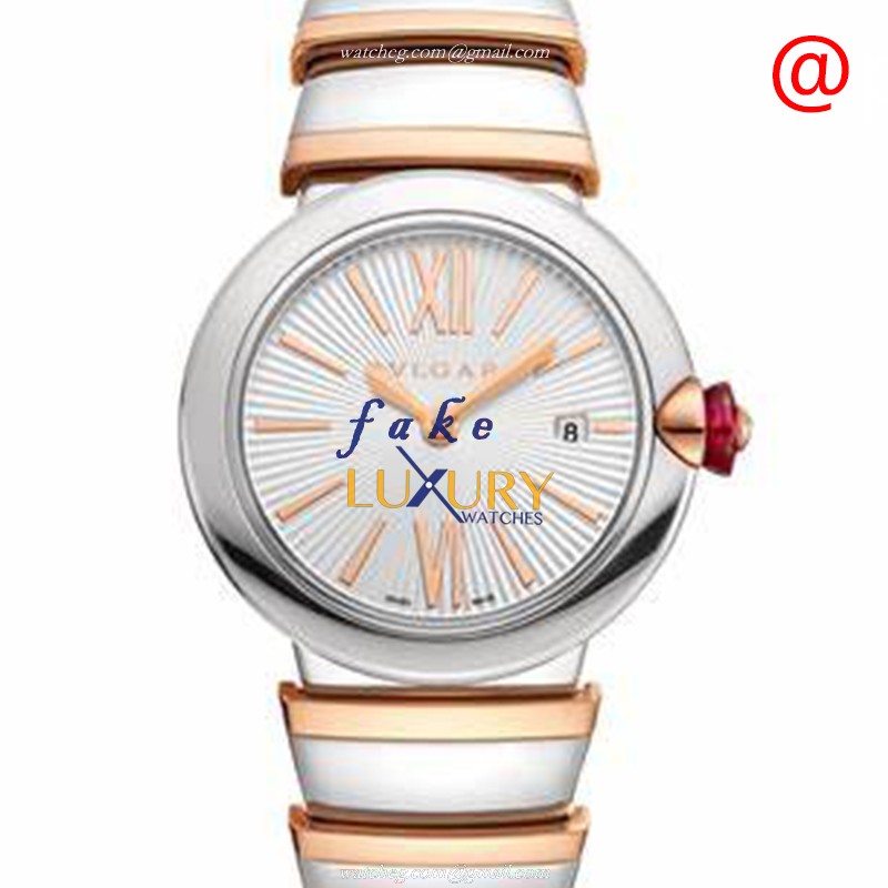 Bulgari LVCEA 102193 Quartz 28mm White Dial 18kt Rose Gold & Steel Replica Watch - Luxury Replica Watch