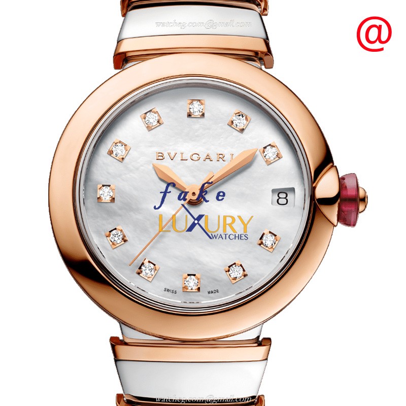 Bulgari 102198 LVCEA Replica Watch, Automatic White Mother of Pearl Dial, 18kt Rose Gold & Steel - Luxury Replica Watch