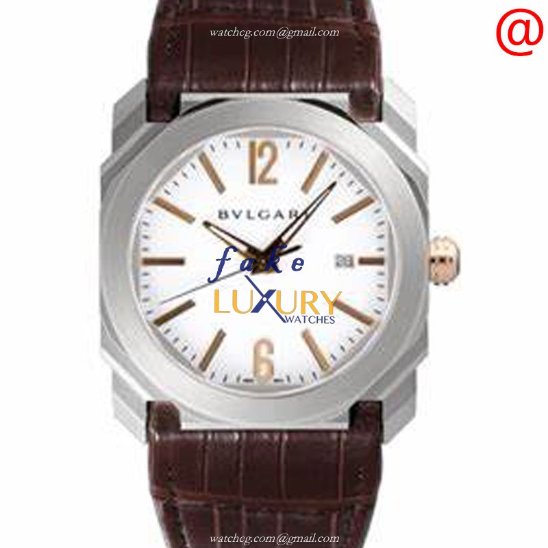 Bulgari Octo Velocissimo 102207 Replica Watch, Automatic, White Dial, Steel Case, Brown Alligator - Luxury Replica Watch