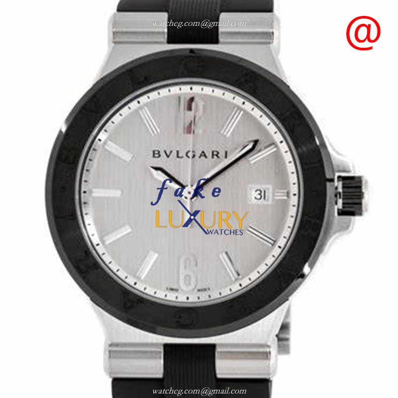 Bulgari 102252 DIAGONO Replica Watch with a Gray Dial on a Black Leather Strap - Luxury Replica Watch