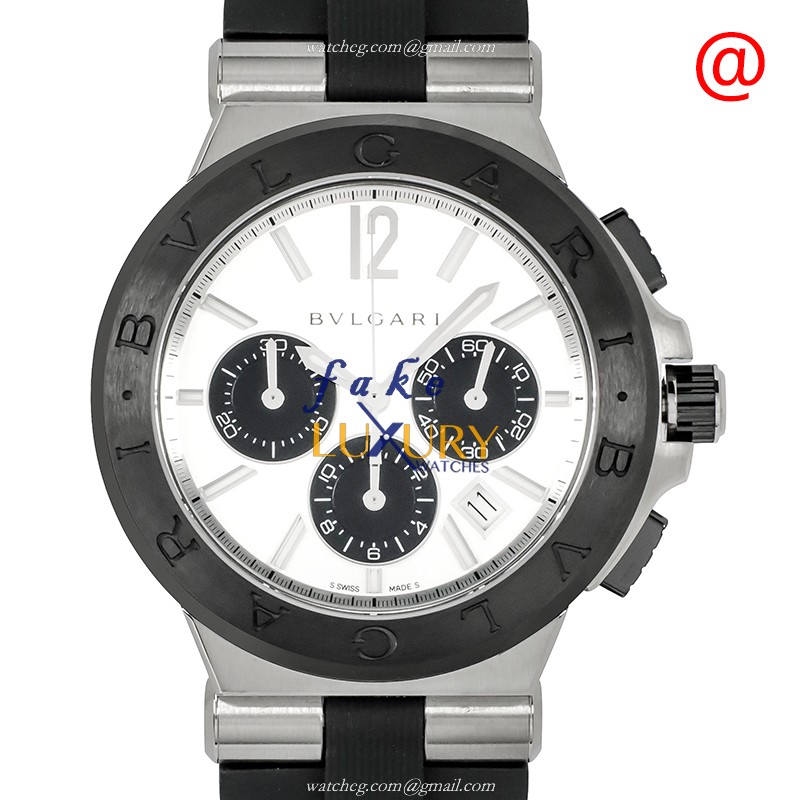 Bulgari 102253 Diagono Automatic White Dial Black Rubber Strap | 102253 | Automatic | Steel - Luxury Replica Watch