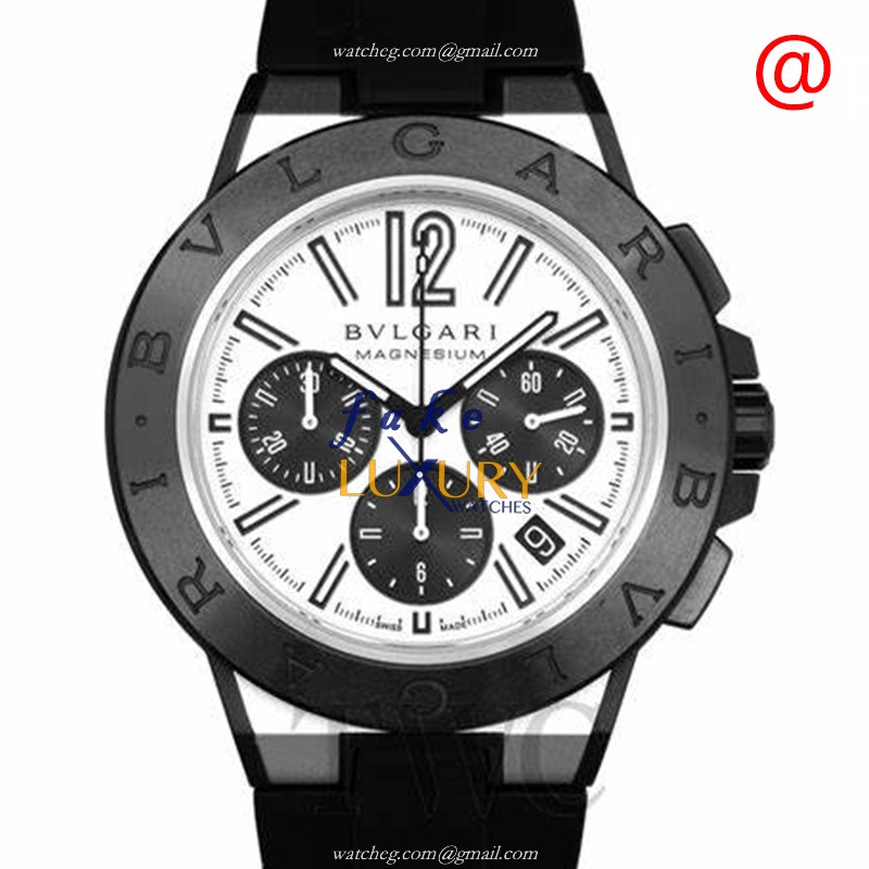 Bulgari Diagono Automatic Stainless Steel 102305 White Dial Black Rubber Strap Replica Watch - Luxury Replica Watch