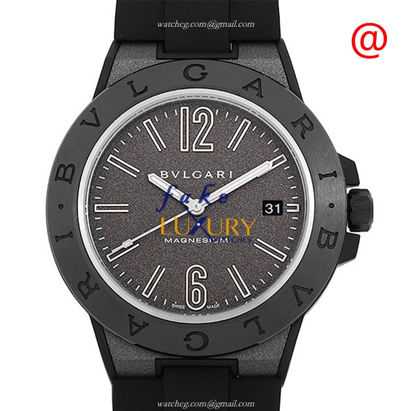 Bulgari 102307 Diagono Replica Watch With Automatic Movement, Gray Dial On Black Rubber Strap - Luxury Replica Watch