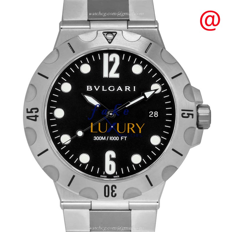 Bulgari 102323 Diagono Scuba Replica Watch, Automatic, Black Dial, Steel Case - Luxury Replica Watch