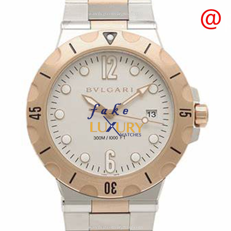 Bulgari Diagono 102325 Automatic 18kt Rose Gold Steel White Dial Replica Watch - Luxury Replica Watch